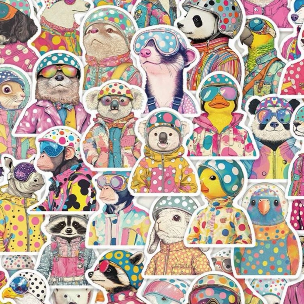 50 Colorful Animal Stickers